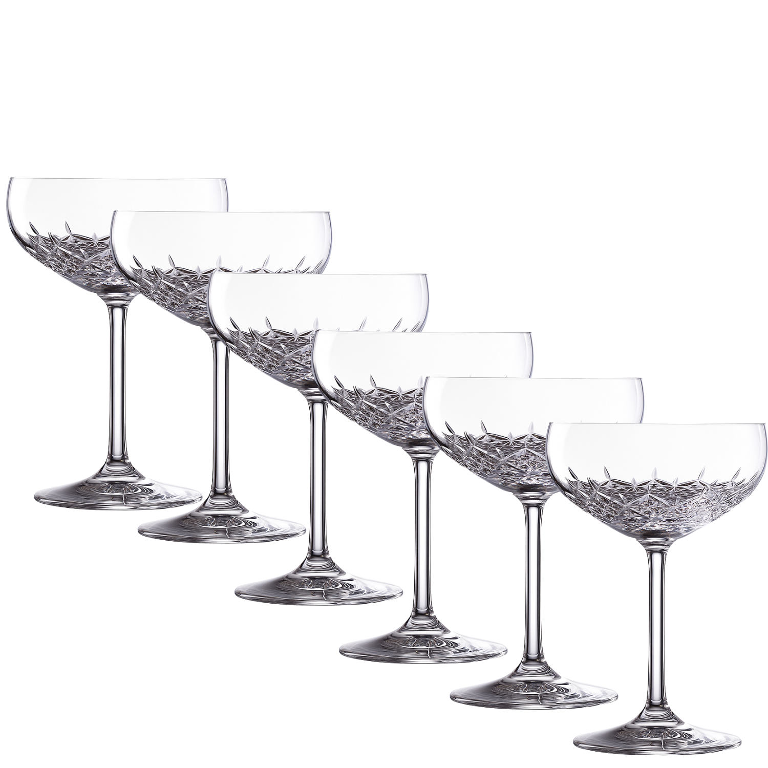 Jogo de 6 Taças de Cristal Coupé Copacabana para Champagne Mozart Crystal By Frederico Strauss - 285ml - Sinfonia 01