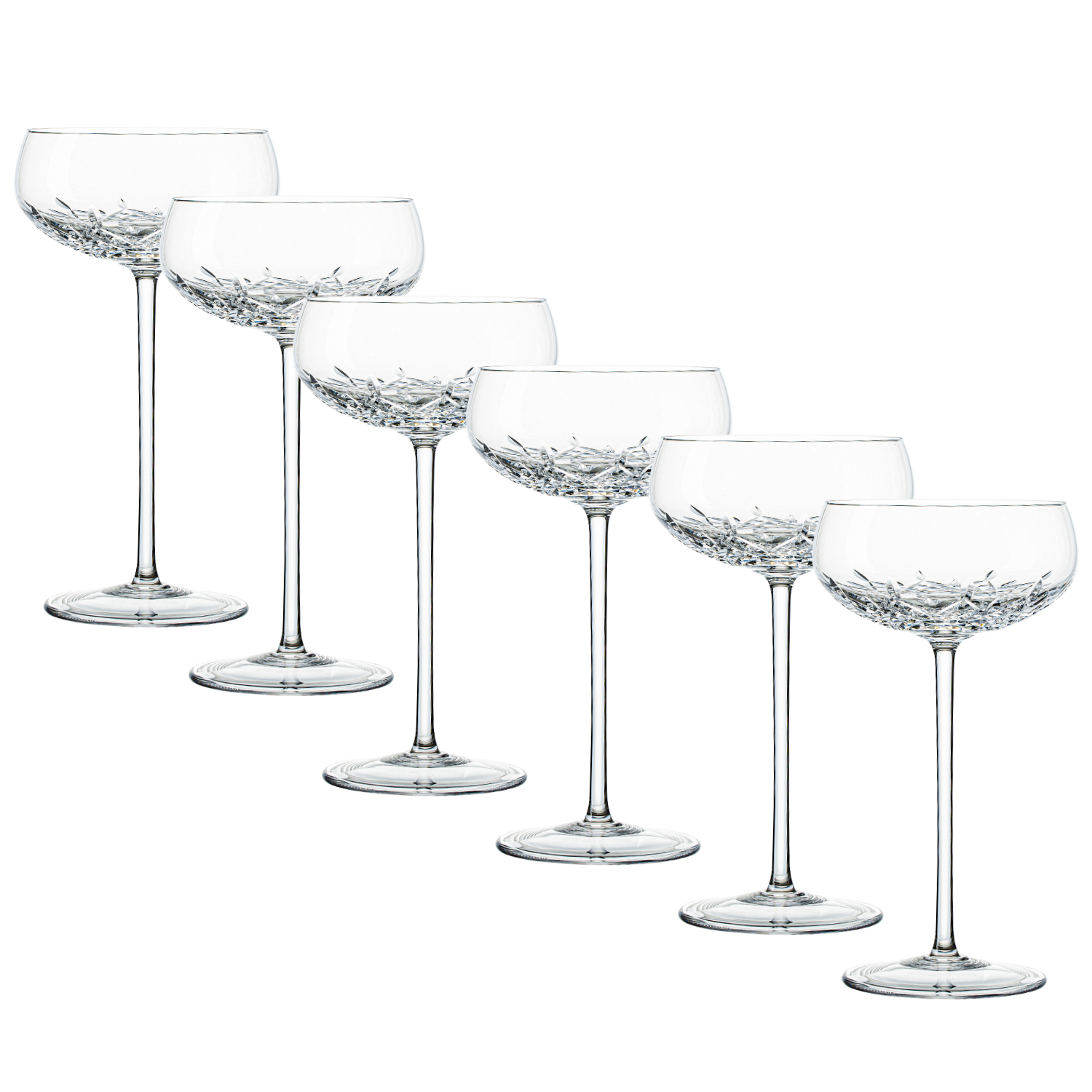 Jogo de 6 Taças de Cristal Coupé Bartender Balneário para Champanhe Mozart Crystal By Frederico Strauss - Sinfonia 01