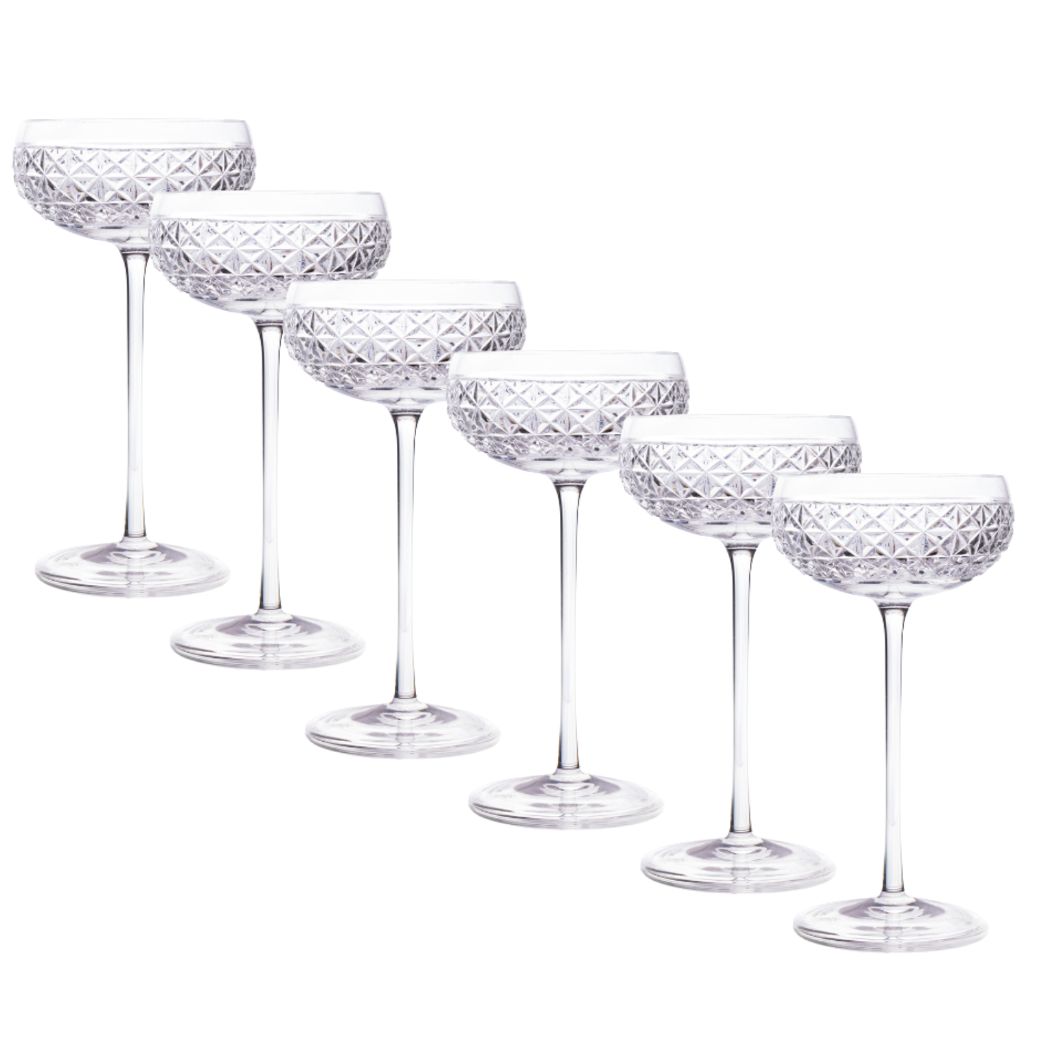 Jogo de 6 Taças de Cristal Coupé Bartender Balneário para Champanhe Mozart Crystal By Frederico Strauss - Sinfonia 04