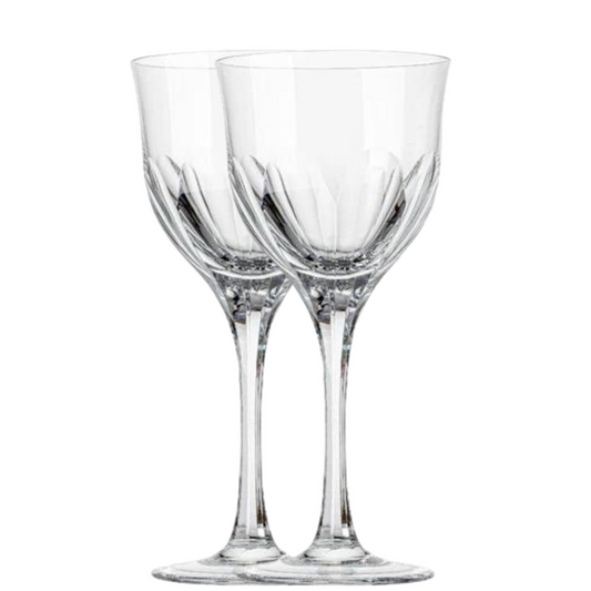 Jogo de 2 Taças de Cristal Sonata para Vinho Branco Lapidado 45 Mozart Crystal By Frederico Strauss