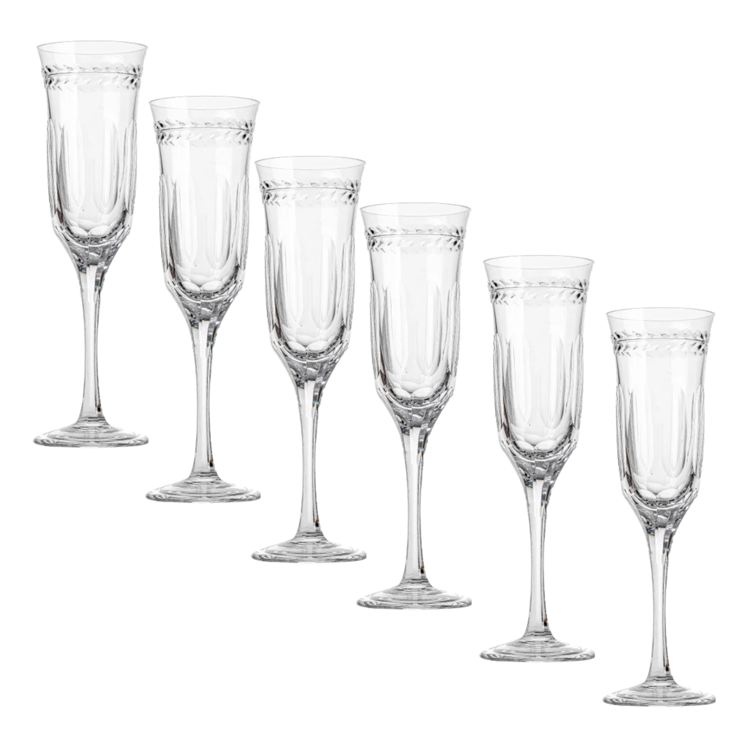 Jogo de 6 Taças de Cristal para Champagne Mozart Crystal By Frederico Strauss - 190ml - Sonata 17