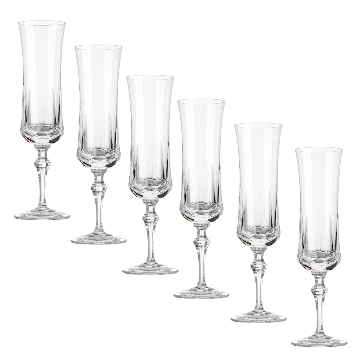 Jogo de 6 Taças de Cristal para Champagne Mozart Crystal By Frederico Strauss - 195ml - Flauta 55