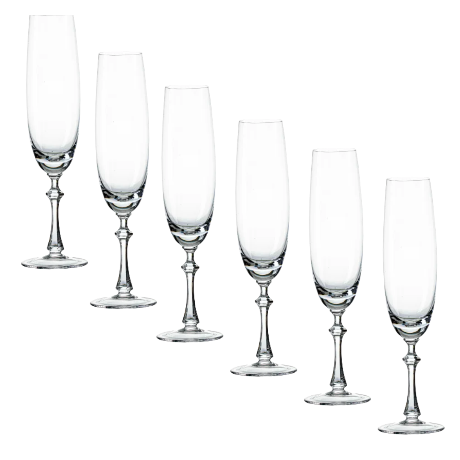 Jogo de 6 Taças de Cristal para Champagne Mozart Crystal By Frederico Strauss - 225ml - Réquiem Liso