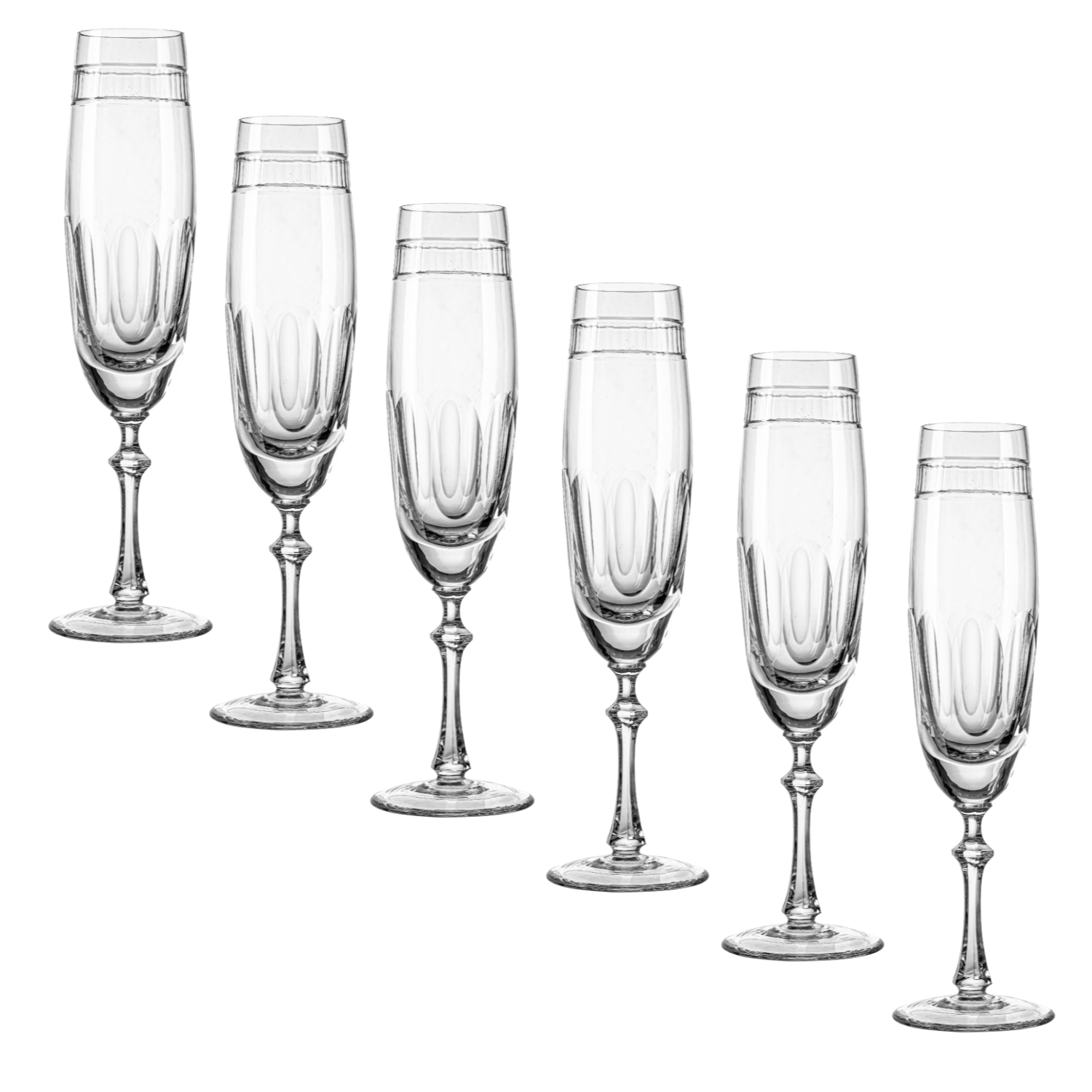 Jogo de 6 Taças de Cristal para Champagne Mozart Crystal By Frederico Strauss - 225ml - Réquiem 07