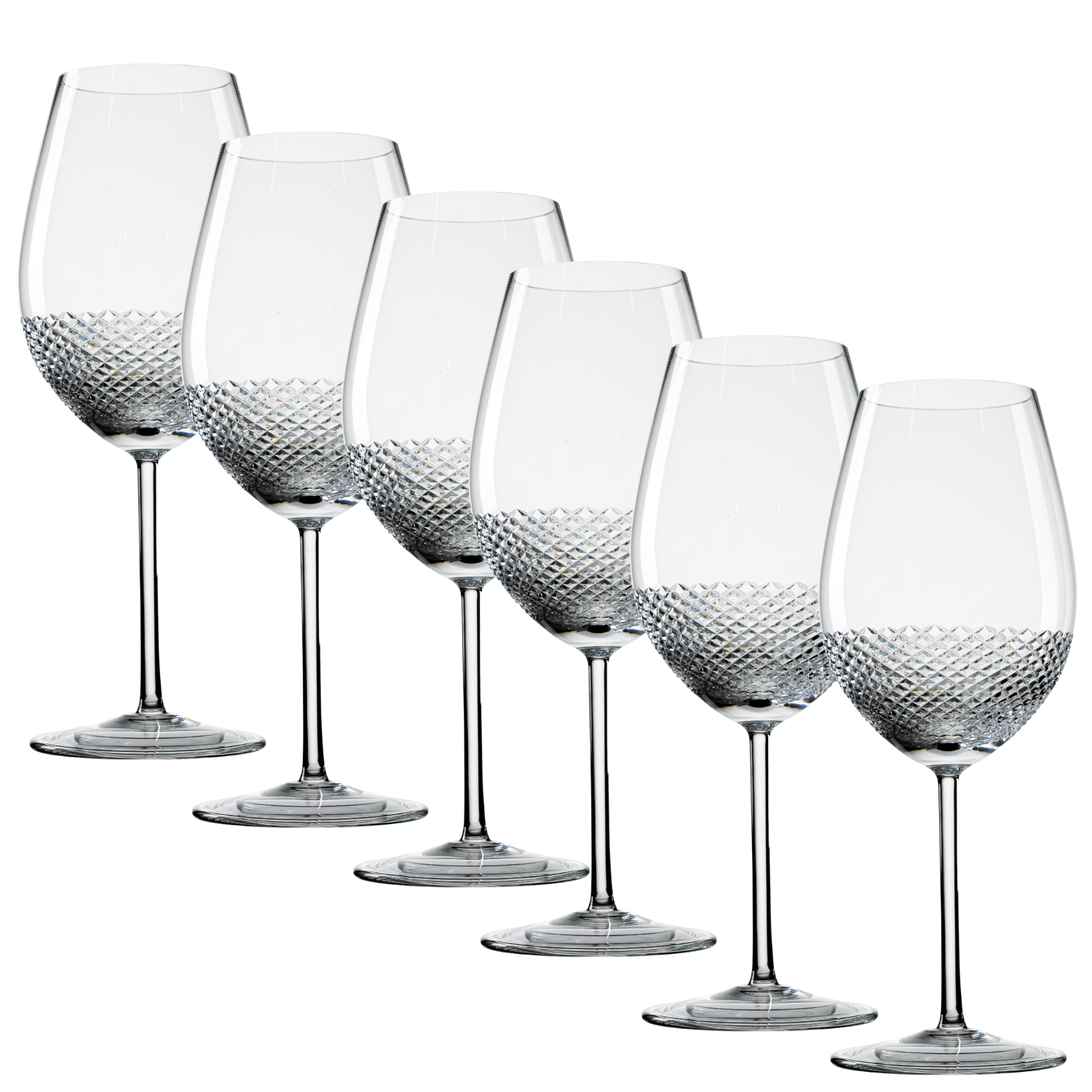 Jogo de 6 Taças de Cristal para Vinho Bordeaux Grand Cru Lapidado Mozart Crystal By Frederico Strauss - 690ml - Sinfonia