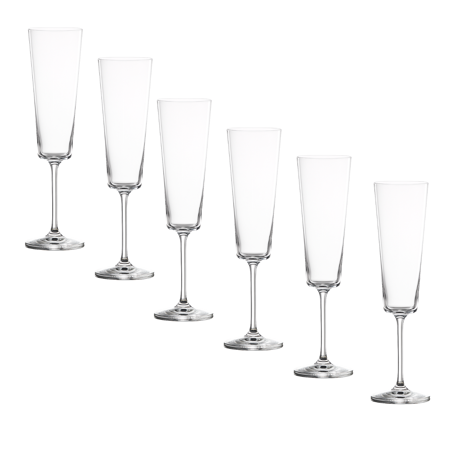 Jogo de 6 Taças de Cristal para Champagne Mozart Crystal By Frederico Strauss - 230ml - Casa de Bragança Liso