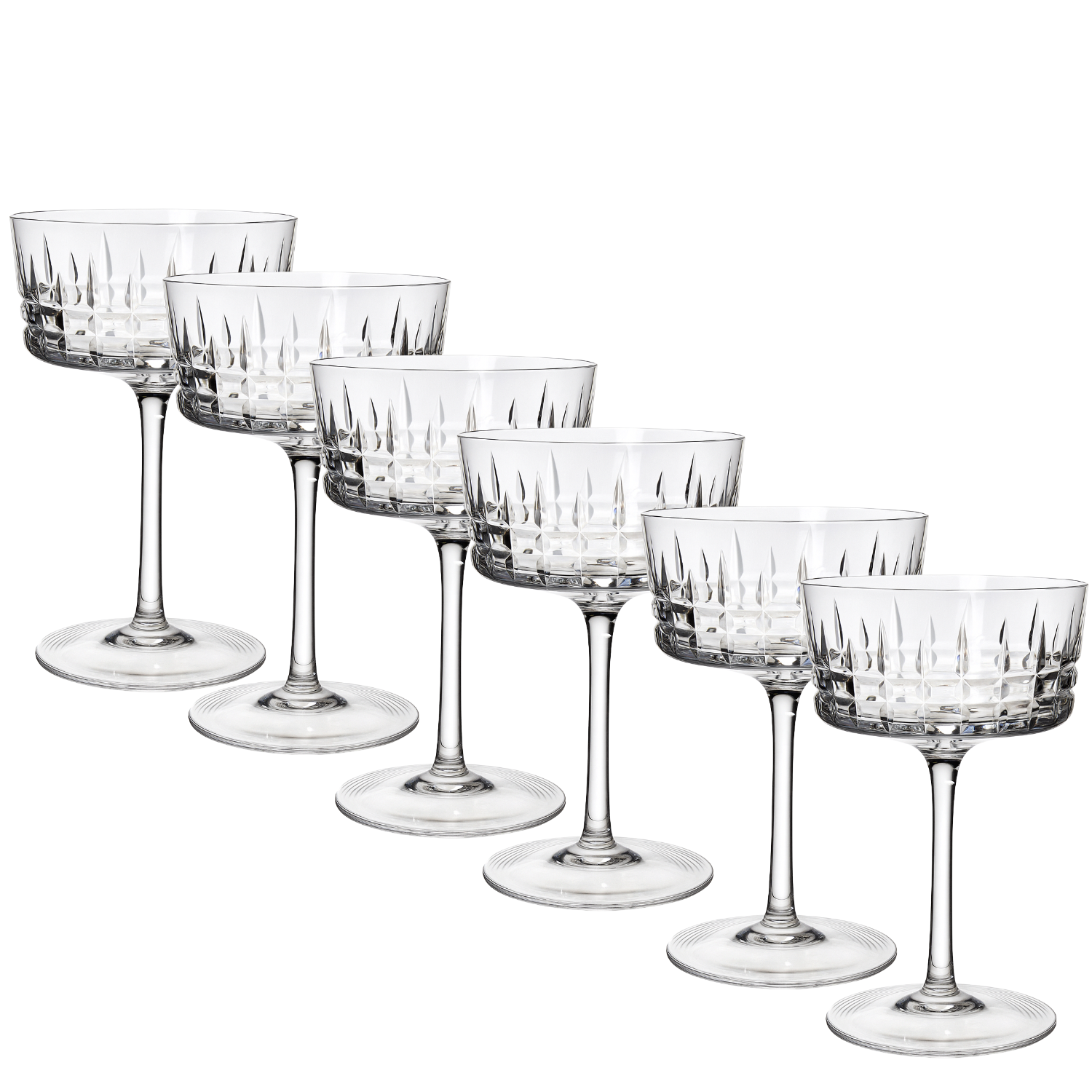 Jogo 6 Taças de Cristal Coupé para Champagne Mozart Crystal By Frederico Strauss - Amaité Deluxe
