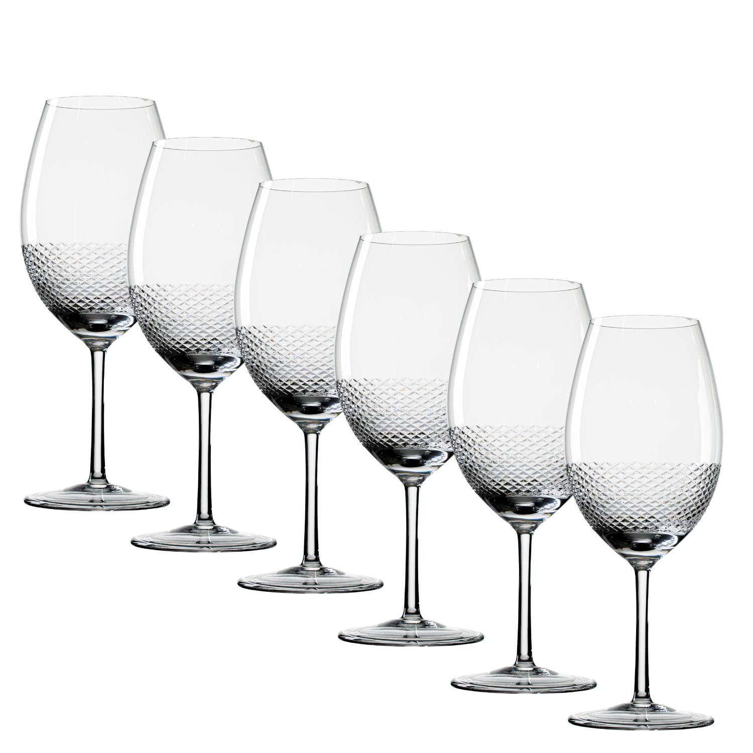 Jogo de 6 Taças de Cristal Malbec para Vinho Lapidado Mozart Crystal By Frederico Strauss - 620ml - Sinfonia