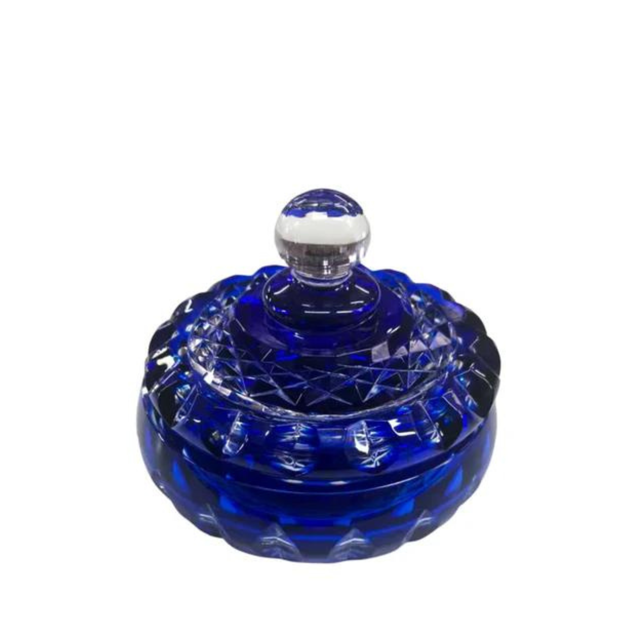 Porta Joias de Cristal Azul Escuro Lapidado 15 Mozart Crystal By Frederico Strauss