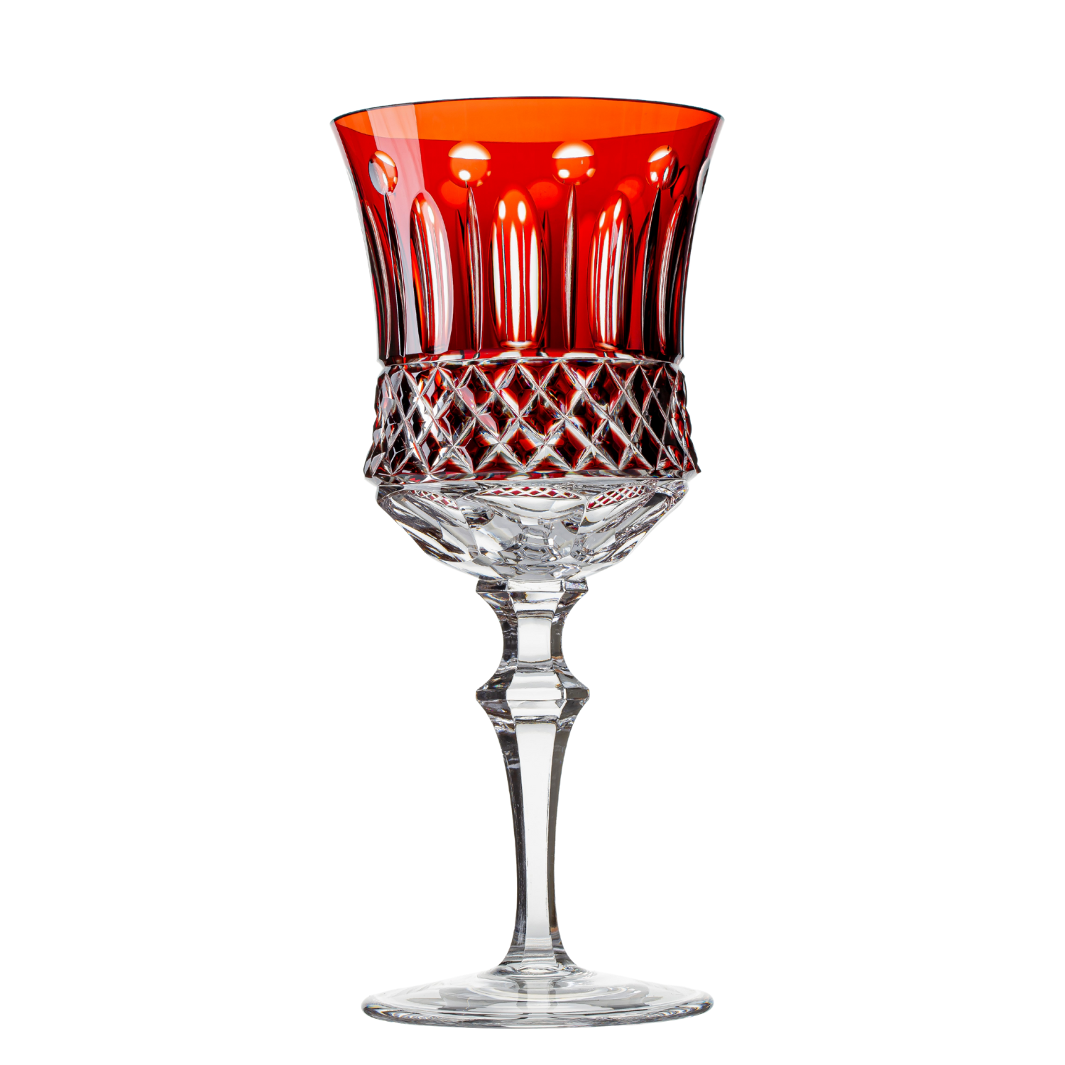 Taça de Cristal Flauta para Água Overlay Lapidado 69 Mozart Crystal By Frederico Strauss
