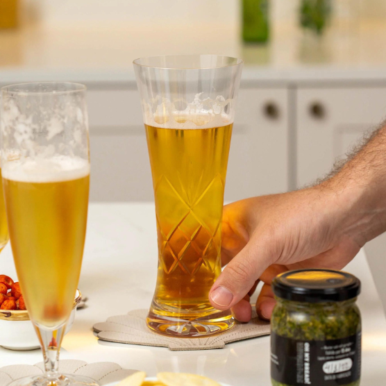 Jogo de 2 Tulipas de Cristal para Cerveja Weiss Imperial Lapidado Mozart Crystal By Frederico Strauss
