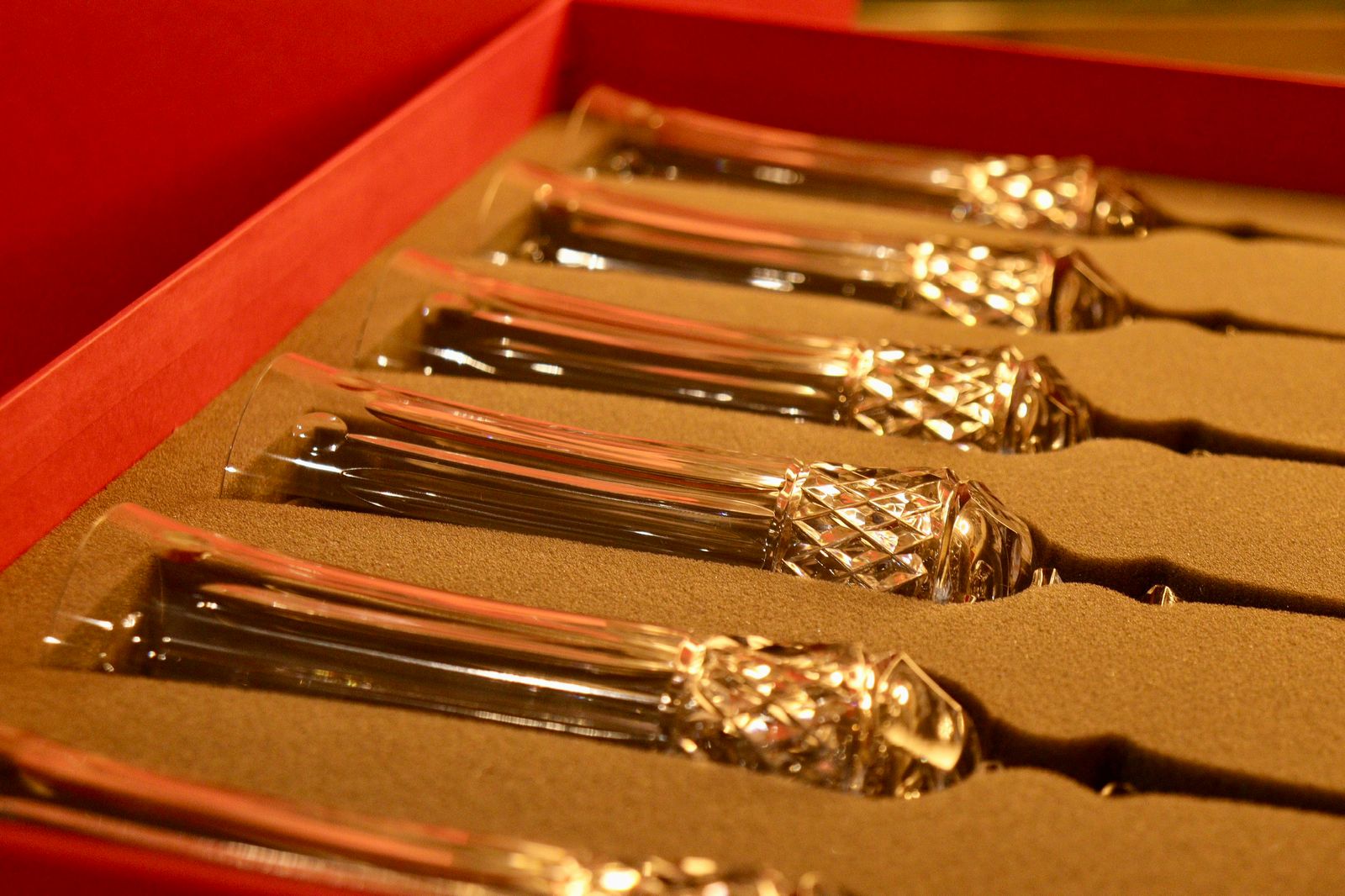 Jogo de 6 Taças de Cristal Flauta para Champagne com Caixa Presente Mozart Crystal By Frederico Strauss